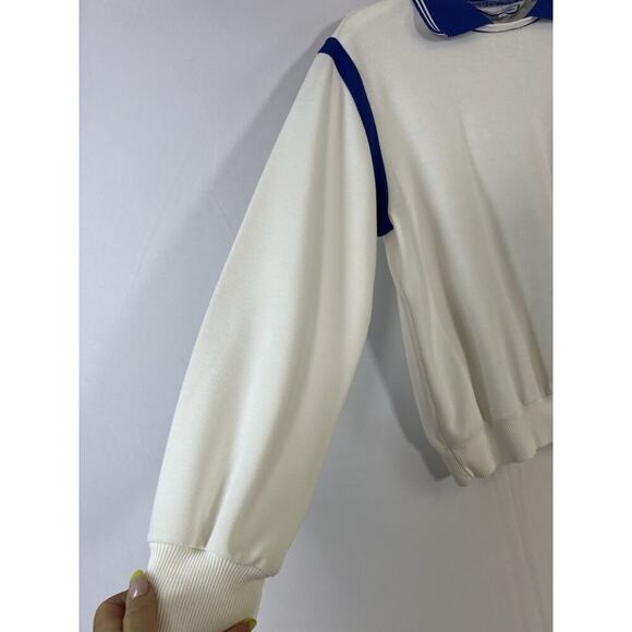 Vintage Goola Gong 80’s Women’s Tennis Long Sleeve Top Shirt Size M White Blue - Picture 5 of 11